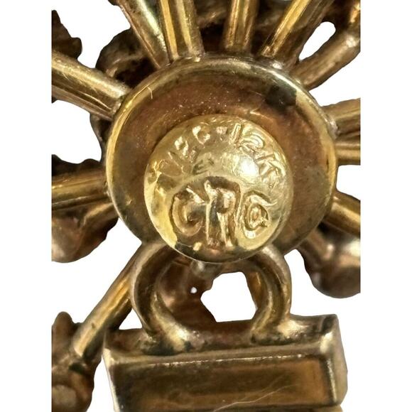 Charles Reis Co. 12kt GF Starburst Red Rhinestone Cascade Brooch Pin MCM Vtg - Picture 4 of 8